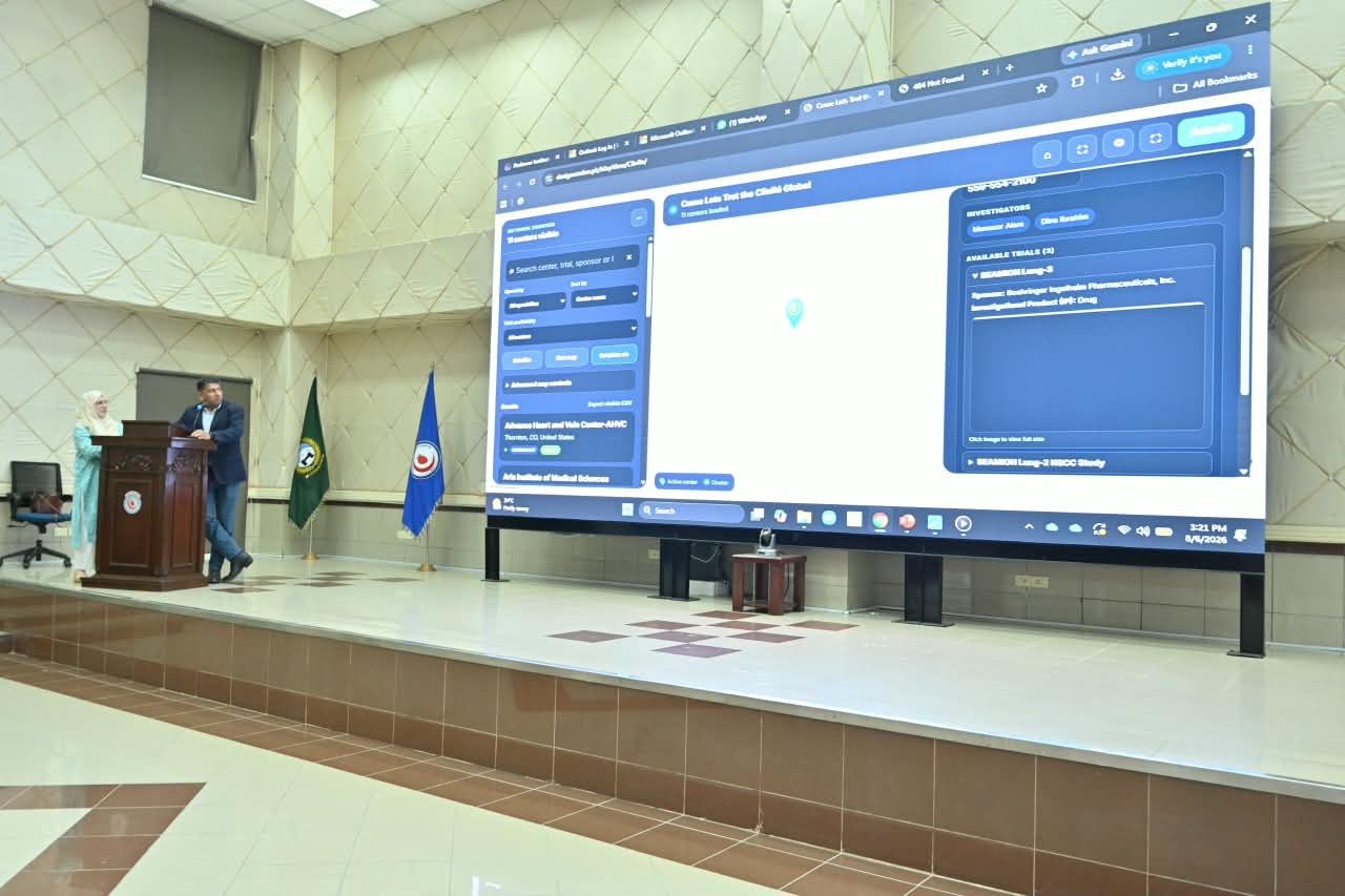 ClinRé Foundation presentation on the large display in the PIC auditorium